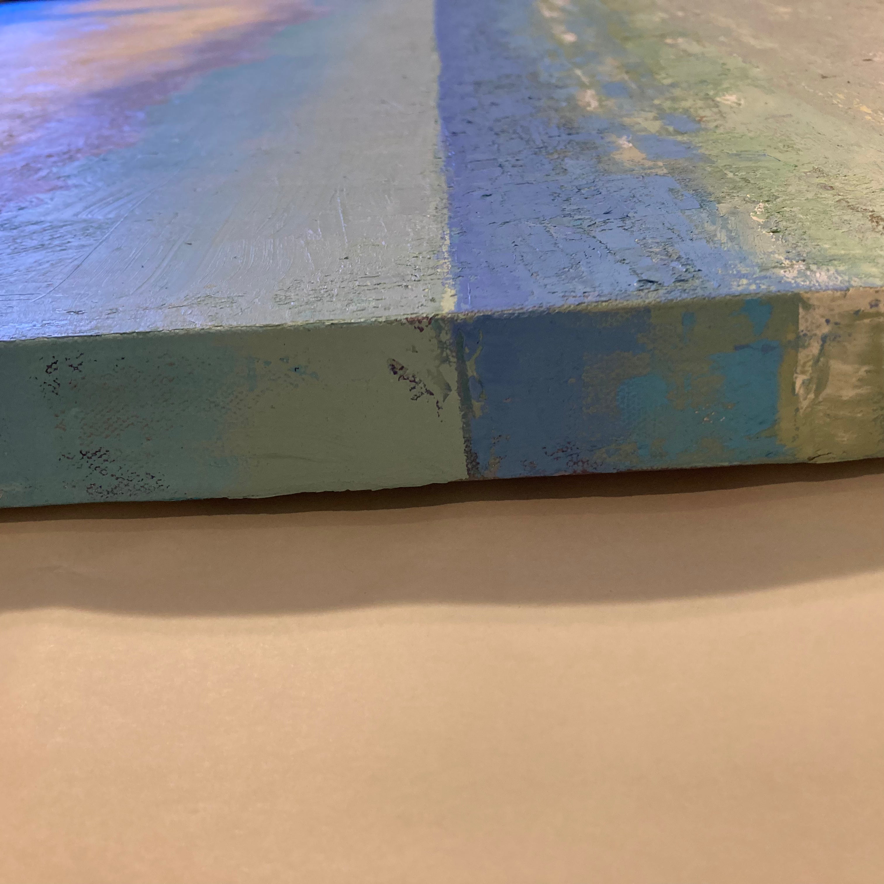 Canvas texture and expressive brushwork close-up in Reach for the Sky