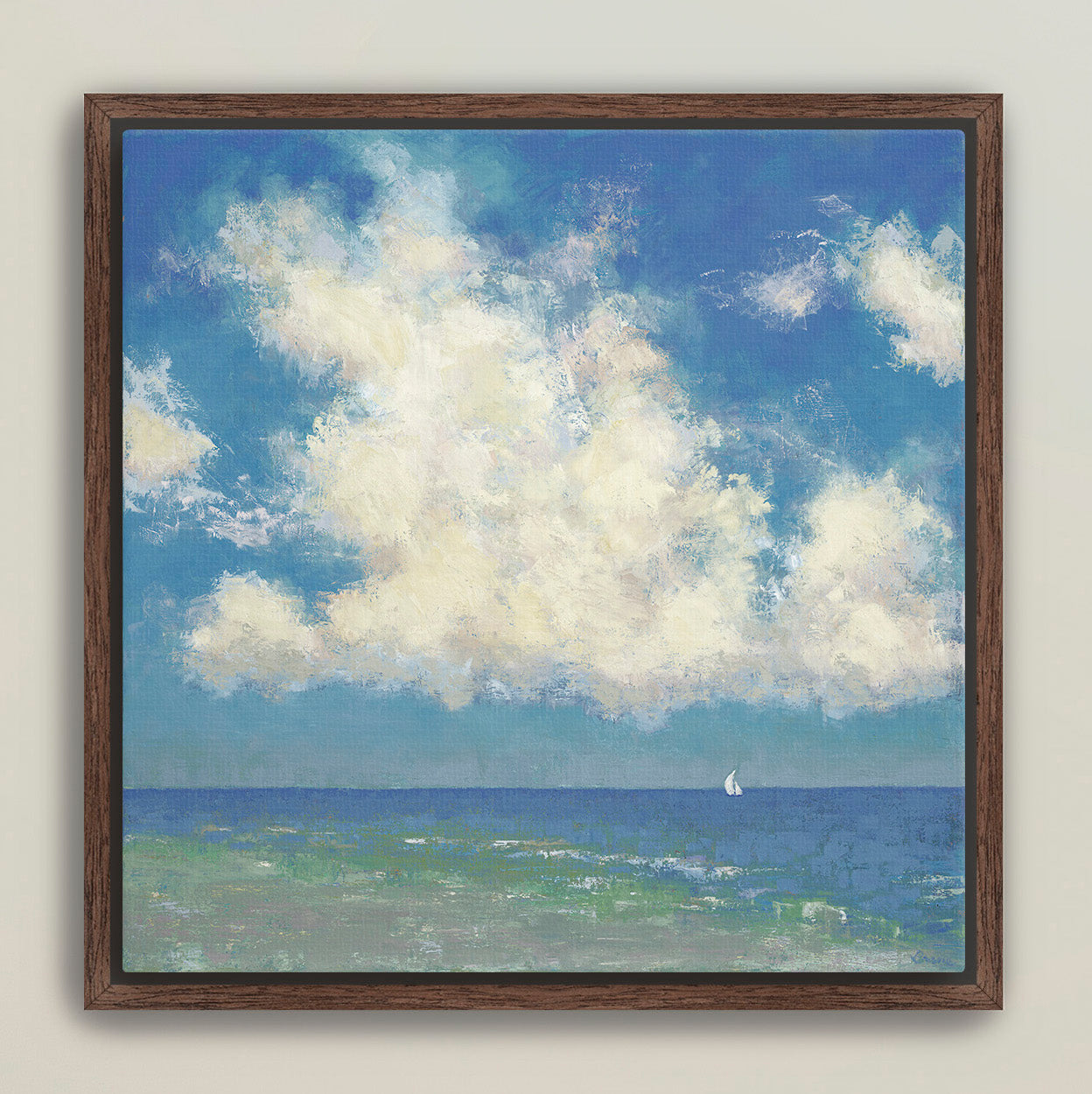 Coastal landscape canvas print framed for modern interior design
