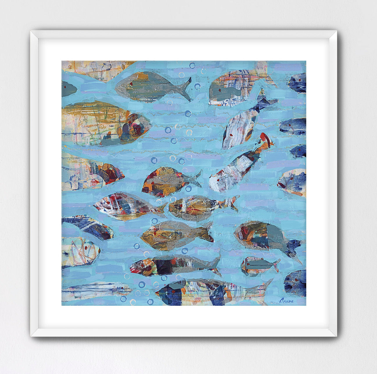 Martha Brane underwater giclée print with collage texture