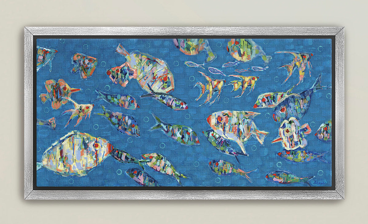 Luxury marine art in silver frame for modern beach home décor