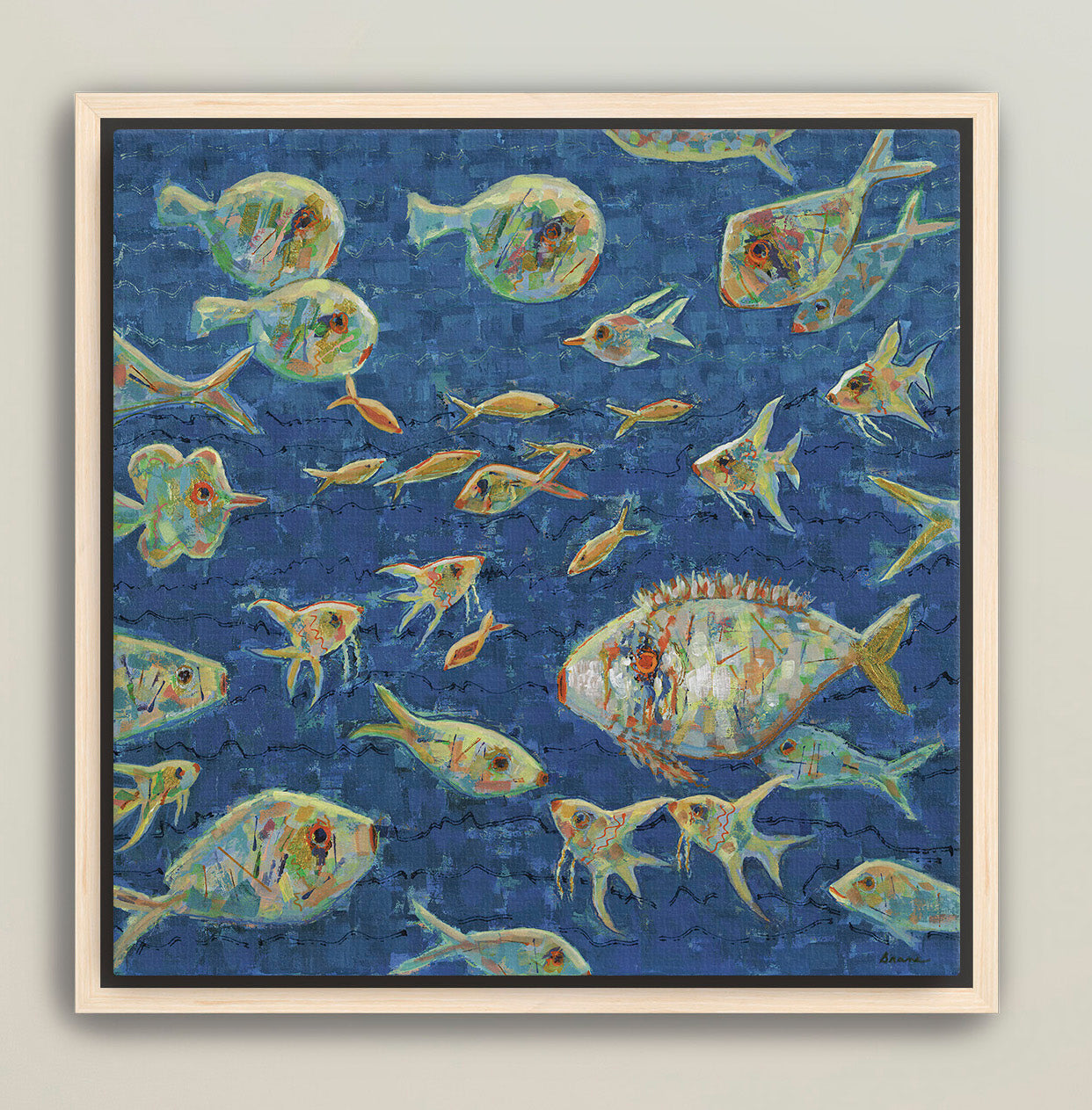Sea of Possibilities framed wall art with modern marine design
