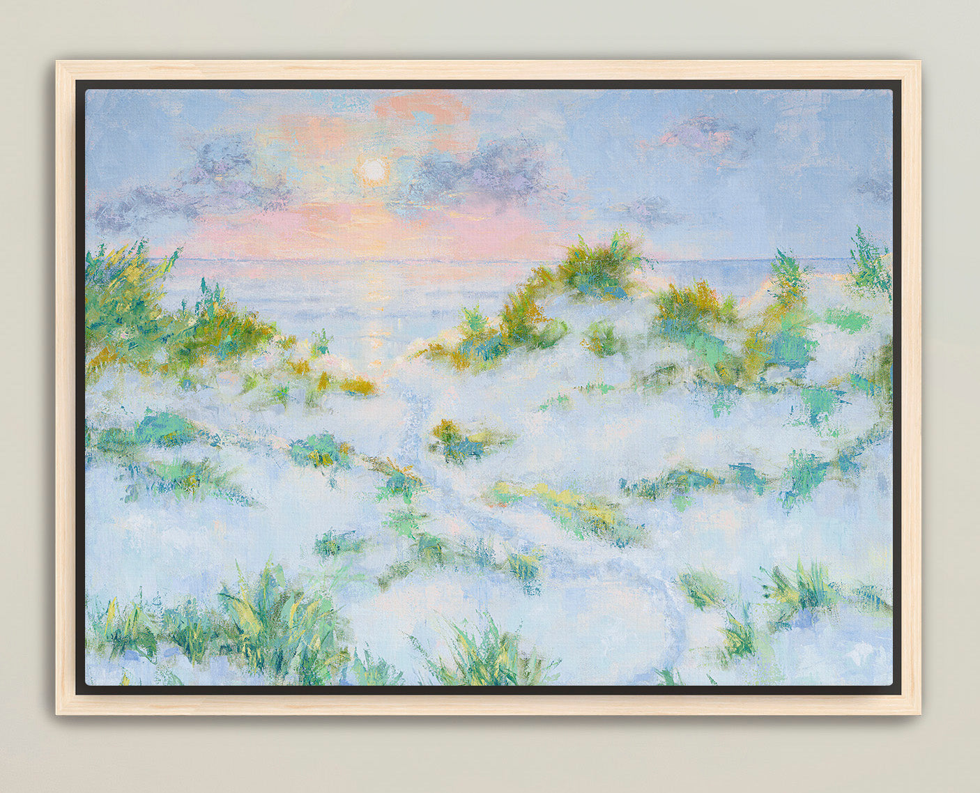 Horizontal canvas of dunes and pastel sky