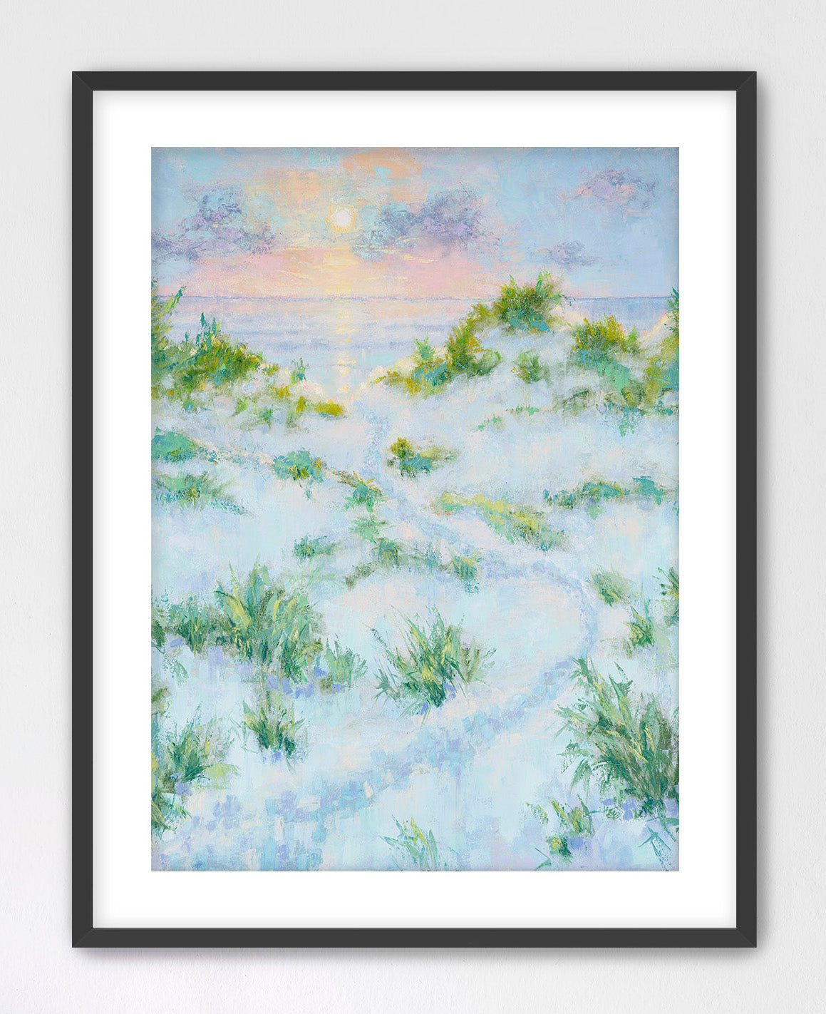 Soft coastal morning scene in tall vertical crop