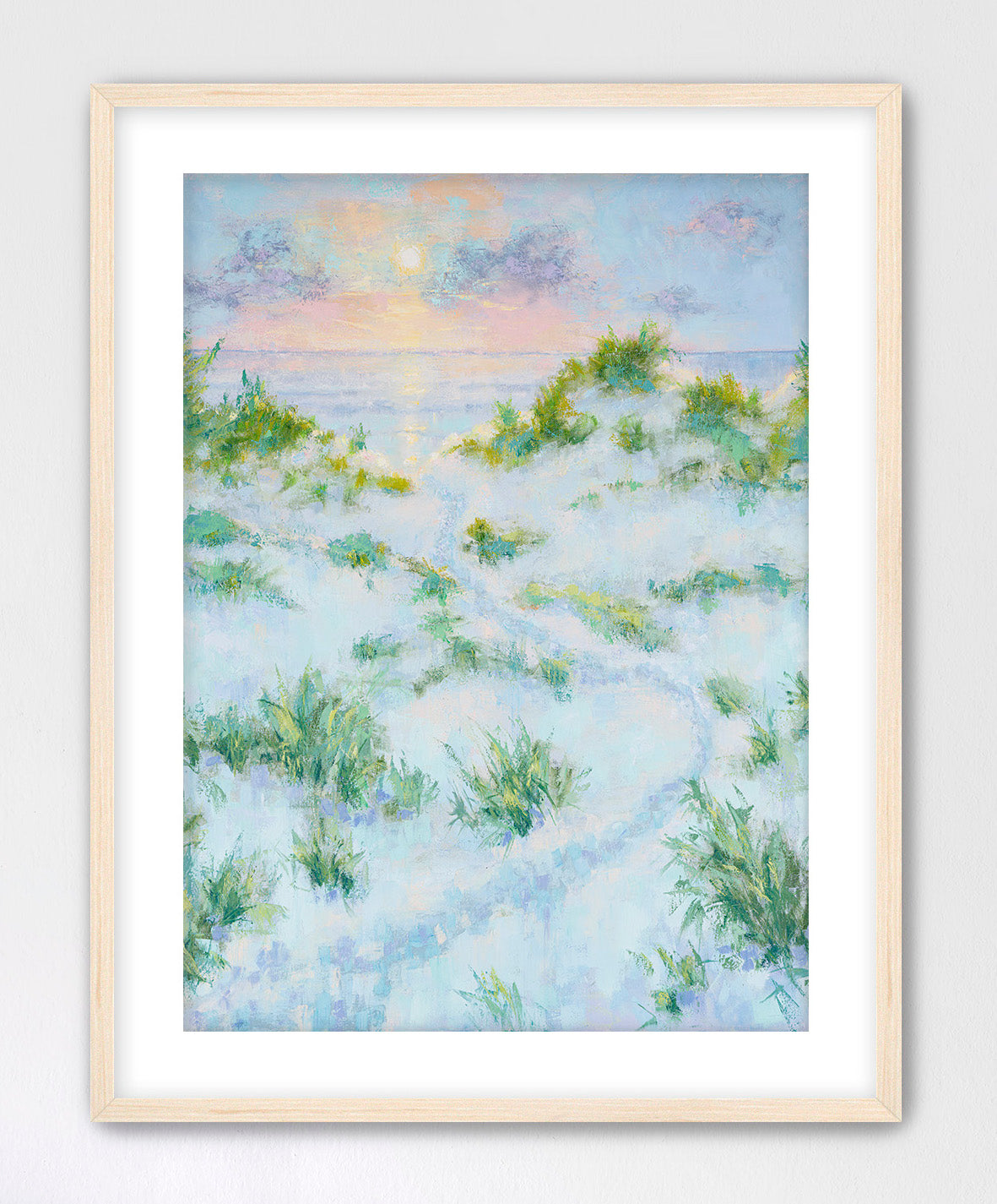 Soft coastal morning scene in tall vertical crop