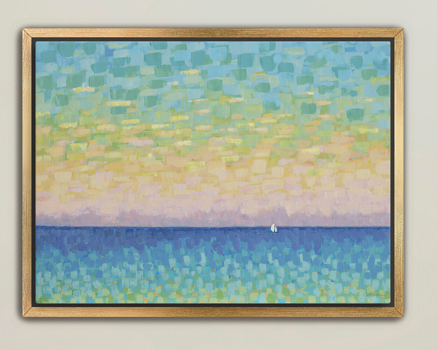 Horizontal edition of Sunset Sail with layered sky and ocean