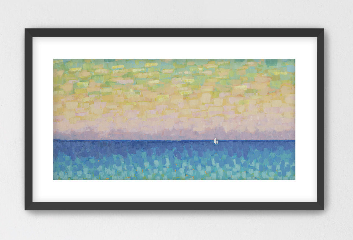 Tranquil upscale beach house panorama art print