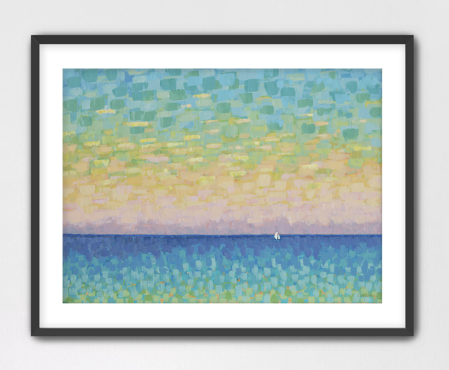 Calming beach house wall art in soft pastel colors