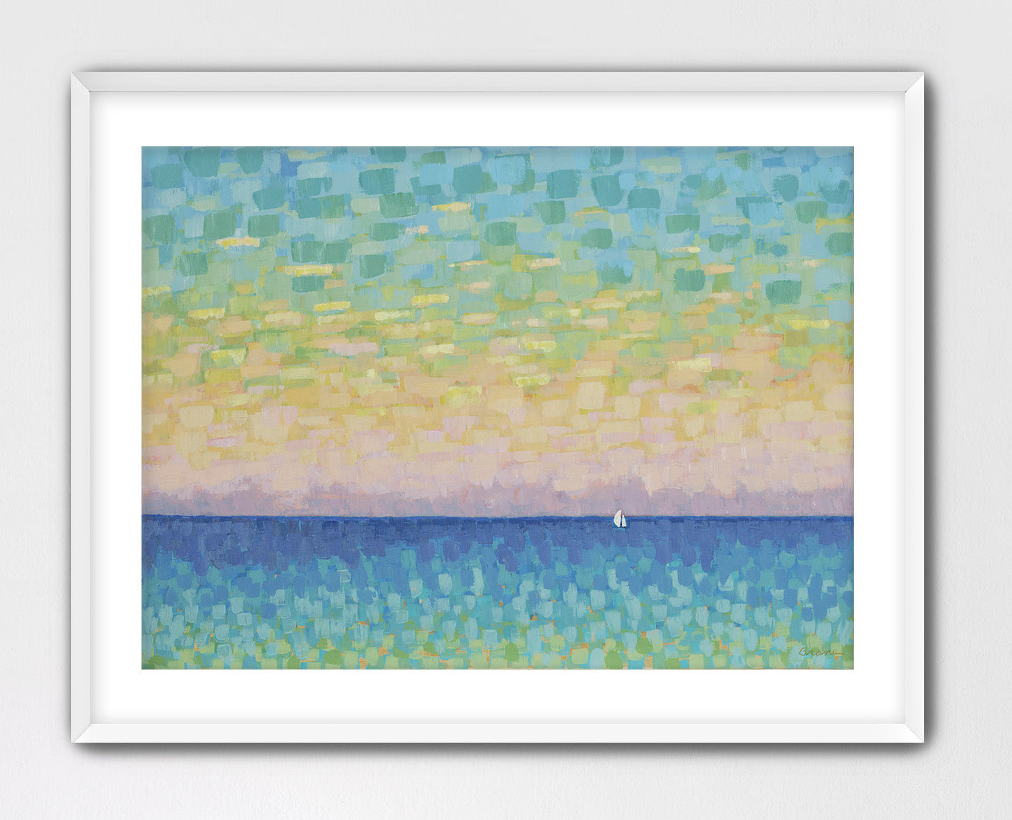 Museum-quality pastel coastal print for home décor