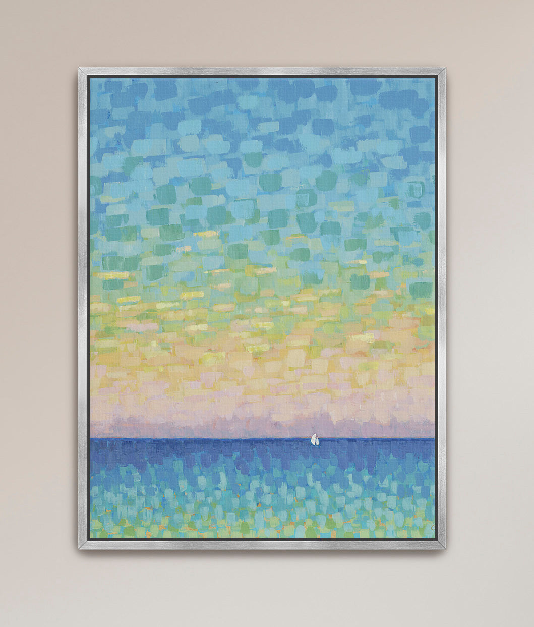 Martha Brane vertical seascape canvas with calming sunset sky