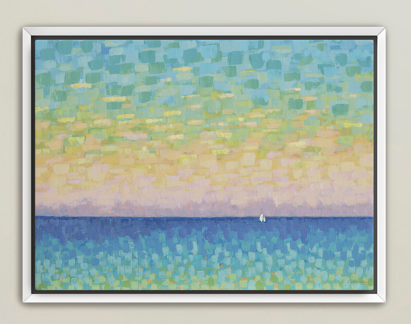 Sunset Sail horizontal edition displayed in coastal living space