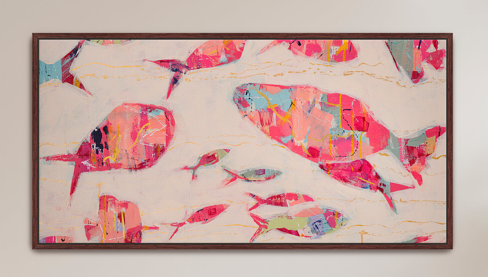Contemporary fish painting inspired by the movement of ocean currents